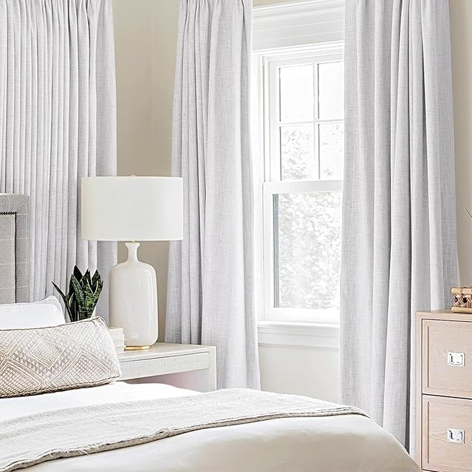 MIULEE Linen Texture Curtains for Bedroom Solid 100% Blackout Thermal Insulated - Image 2