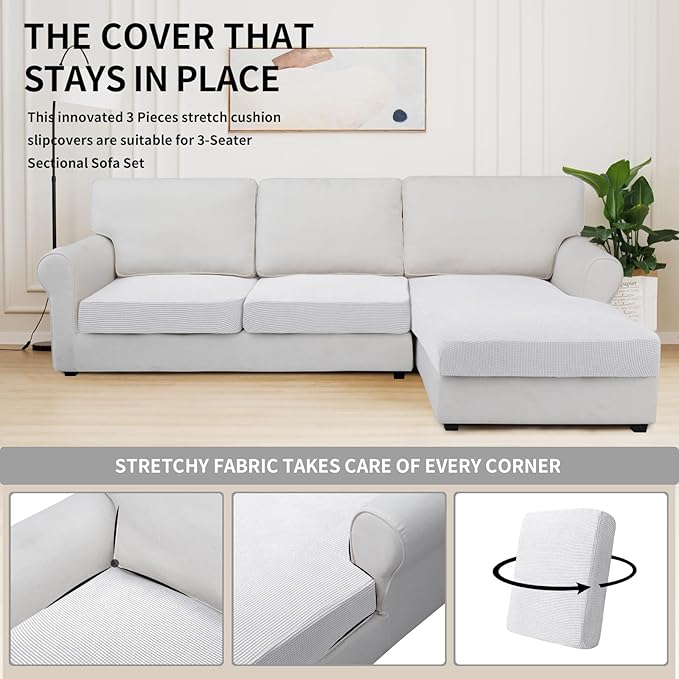 Easy-Going Stretch 3 Pieces Couch Cushion Covers - Image 5