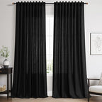 Nanspring Black 102 inch Linen Curtains by Nanspring
