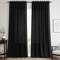 Nanspring Black Linen Curtains 90 Inches Long by Nanspring