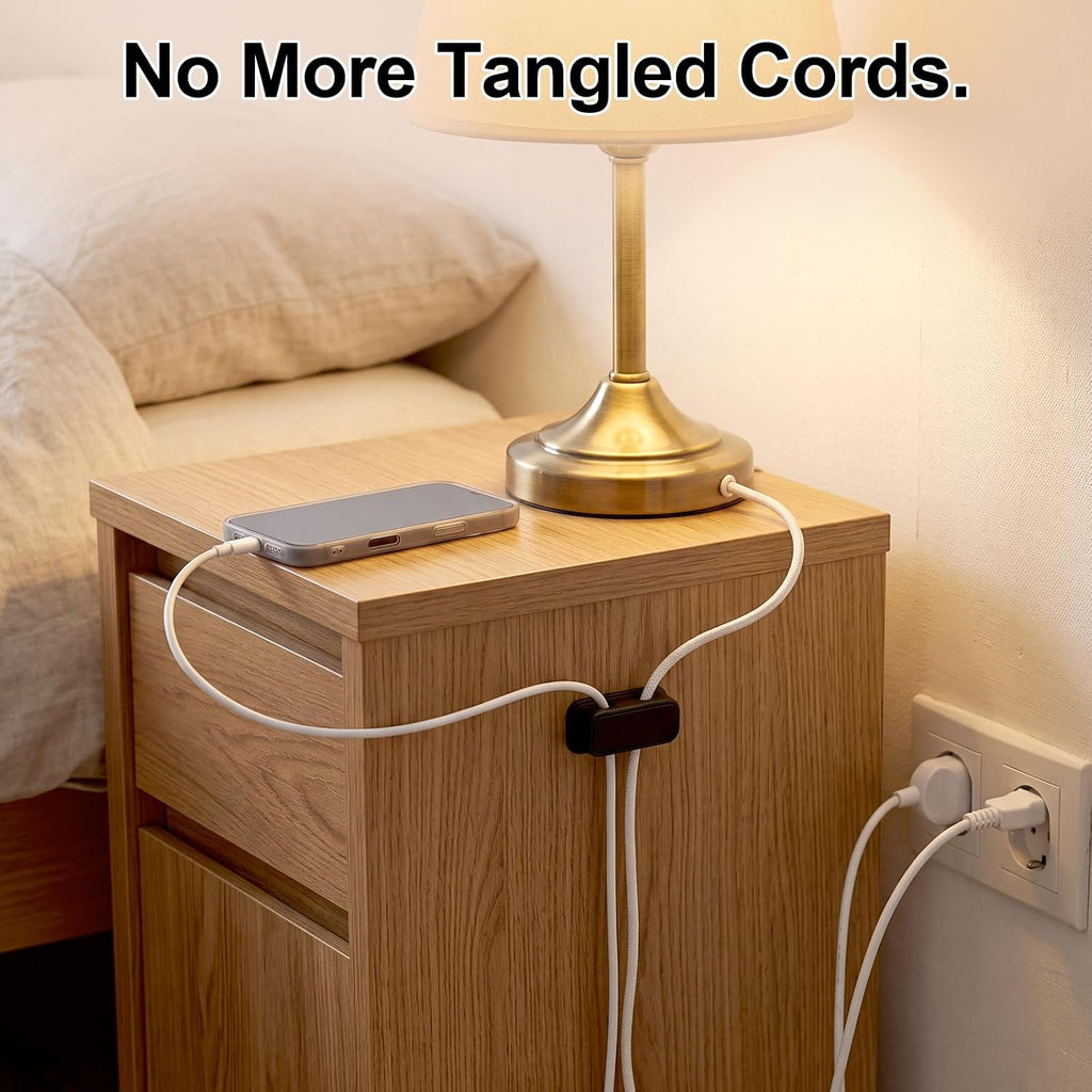 Tellegloww 50 Pack Magnetic Cable Clips, Double Hole Cord Holders, Black