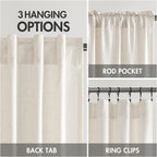 MIULEE Non-See-Through Privacy Linen Curtains 52W x 84L Inch Natural White