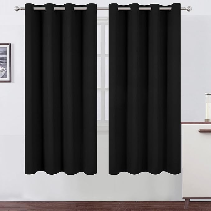 LEMOMO Black Thermal Blackout Curtains/52 x 72 Inch/Set of 2 Panels Room by Lemomo