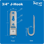 ICC 3/4-Inch Wall Mount J Hook Cable Management, Without Clip, 25-Pack