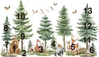 wondever Mountain Tree Wall Decals Forest Animals Bear Deer Wall Stickers