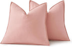 MIULEE Decorative Linen Pillow Covers 20x20 Inch Pink ​Boho Farmhouse​ ​Neutral - Image 6