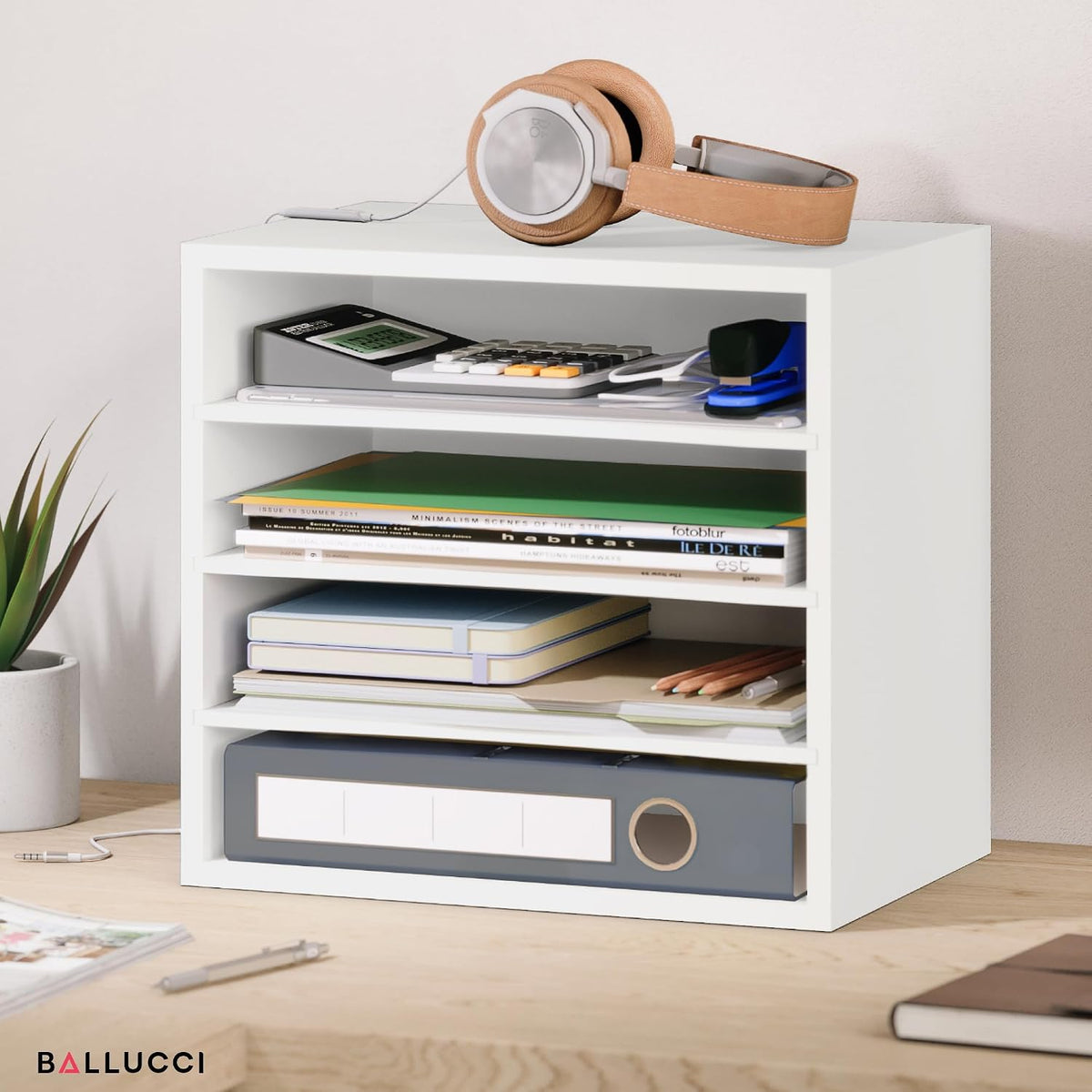 Ballucci 4 Tier File Organizer File Holder, Desk Storage, Letter Paper Tray