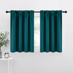 NICETOWN Teal Blackout Cafe Faux Silk Curtains by NICETOWN