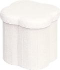 B FSOBEIIALEO Storage Ottoman Cube, 15" Flower Shaped Ottomans, Cream White