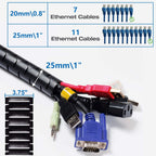 10FT Cable Management Sleeve EZ Cord Bundler 1" Diameter w/Zip Clip Zipper Wire Wrap Cord Organizer Cable Tube Hider Flexible & Expandable Home & Office Wire Concealer for PC TV Computer Cinema