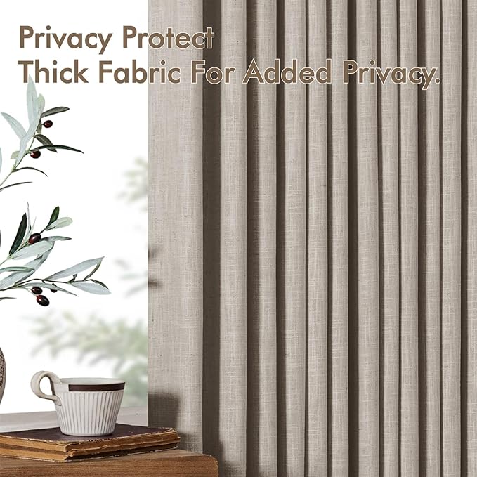 MIULEE Pinch Pleated Thick Linen Curtains 90 Inches Long 2 Panels - Image 7