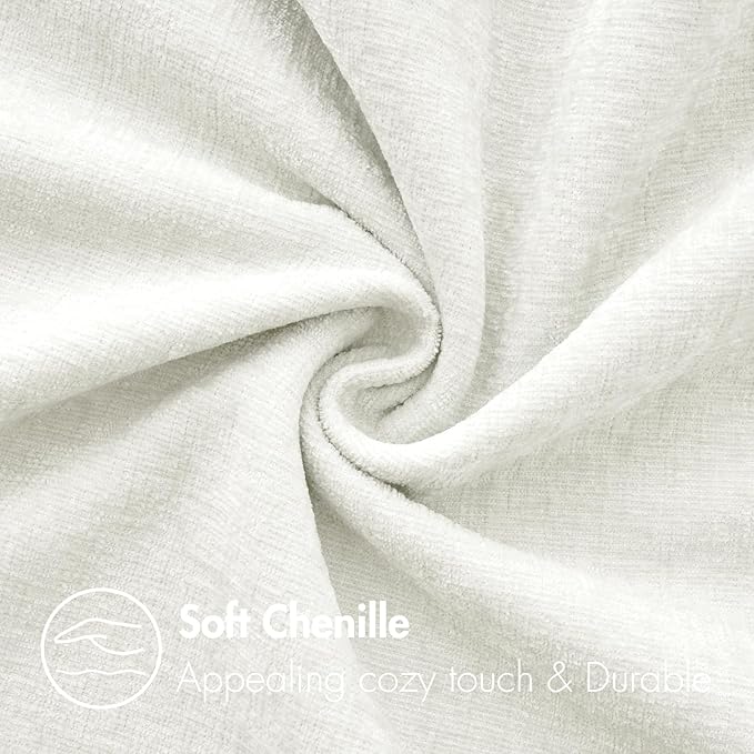 MIULEE Pack of 2 Couch Throw Pillow Covers 18x18 Inch Soft White Chenille - Image 2