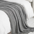 BOURINA Throw Blanket Textured Solid Soft Sofa Throw Couch Cover Knitted - Image 6