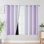 Estelar Textiler Lilac and Greyish White Blackout Curtains 54 Inch Length by ESTELARTEXTILER