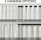 Nanspring Ivory Linen Curtains 84 Inch Length 2 Panels Set - Image 3