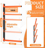 4 Pack Lumber Storage Rack, Wall Mount Foldable & Adjustable Lumber Rack with 8-Level Holds Up 1040 Lbs, Heavy Duty Metal Garage Wood Rack for Workshop, Basement, Indoor and Outdoor
