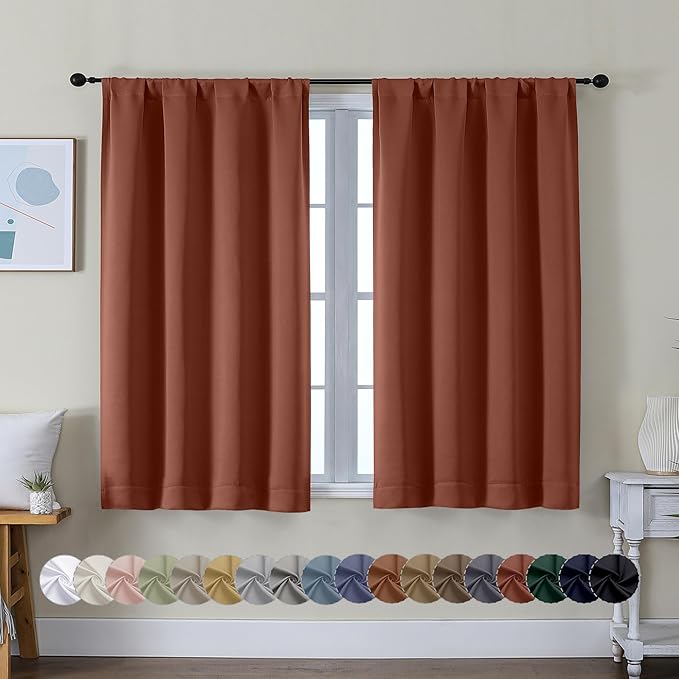 Simplebrand Ava Terracotta Short Blackout Curtains by Simplebrand