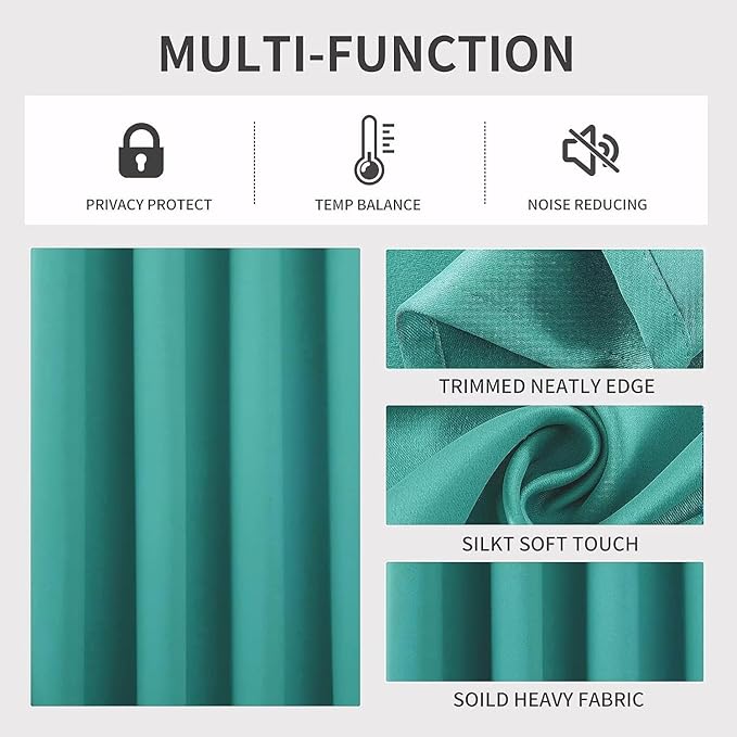Joydeco Peacock Blue Custom Solid Single Blackout Curtain - Image 4