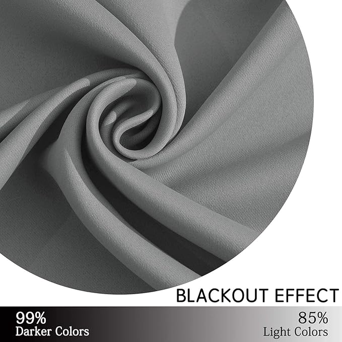 Yakamok 63 Inch Length Grey Blackout Curtains - Image 6