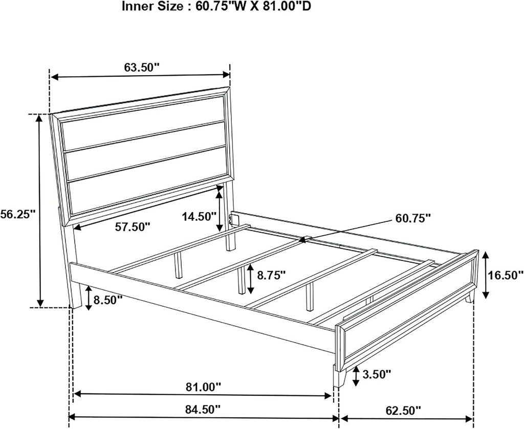 Coaster Watson Queen Panel Bed for Use with Box Spring, Grey Oak 212421Q