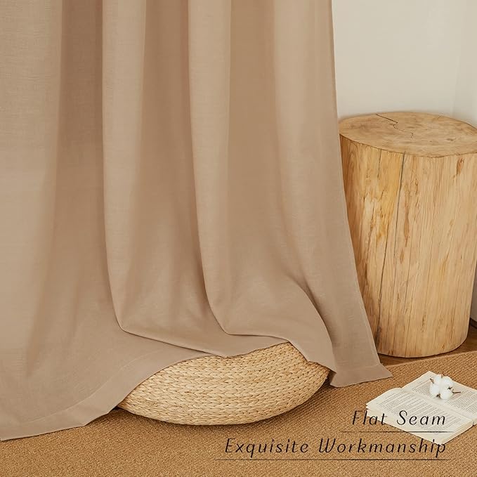 NICETOWN Thick Flax Linen Textured Bedroom Curtains, Grommet Casual & Rustic - Image 7