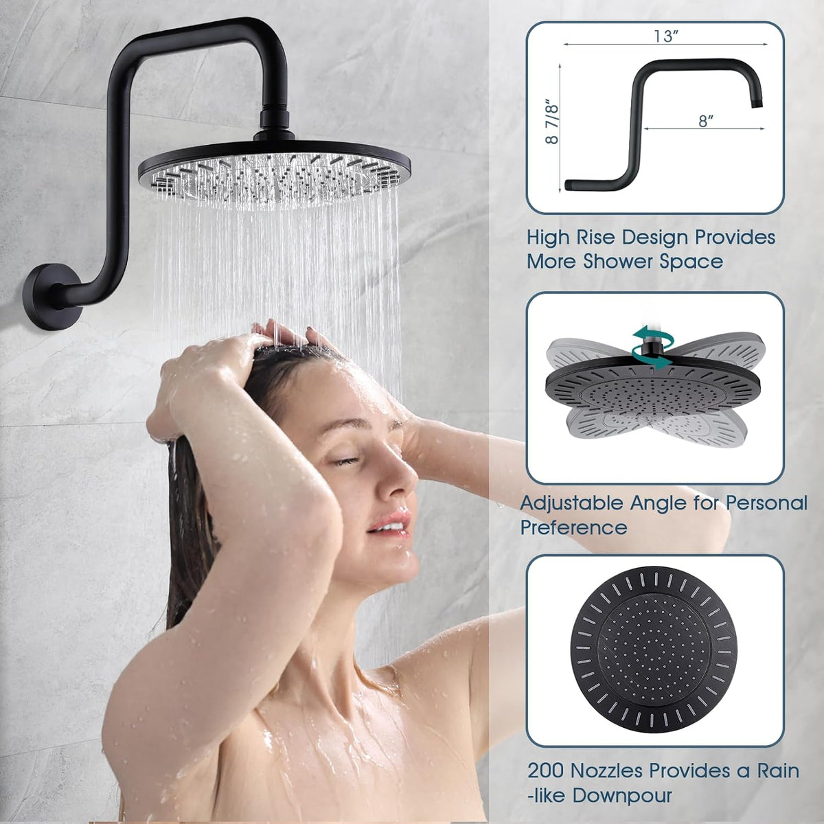 BRIGHT SHOWERS Shower Faucet Set, Shower Head System with Rainfall Shower Head and Handheld Showerhead Combo, Valve and Trim Kit, Complete Shower Fixtures for Bathroom, Oil-Rubbed Bronze