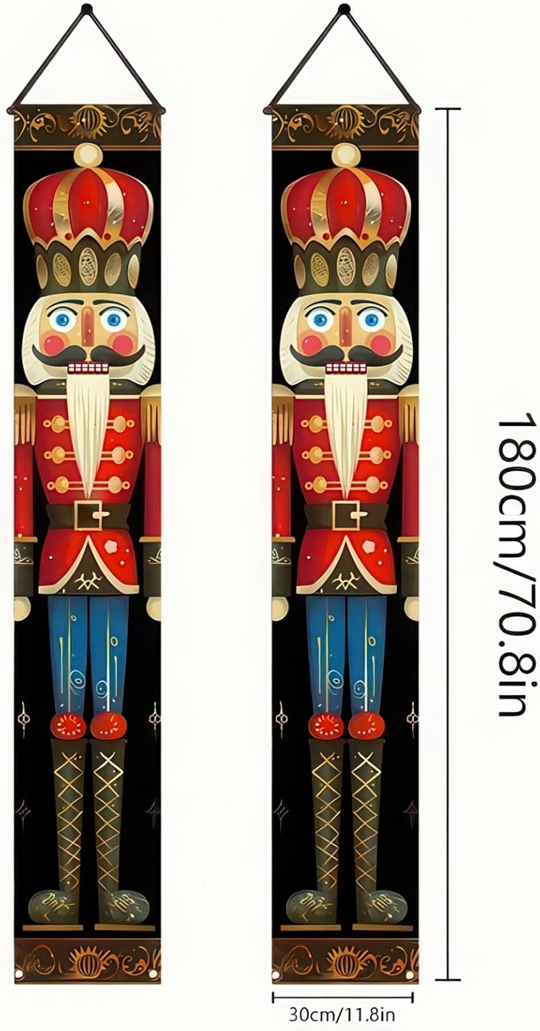 BlissYard Nutcracker Christmas Porch Banner Decorations 71 x 12 Inch Soldier Model Nutcracker Banners Front Door Hanging Banner Entryway Xmas Winter for Wall Fireplace Party Holiday Home Kids Decor