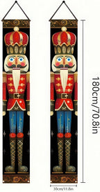 BlissYard Nutcracker Christmas Porch Banner Decorations 71 x 12 Inch Soldier Model Nutcracker Banners Front Door Hanging Banner Entryway Xmas Winter for Wall Fireplace Party Holiday Home Kids Decor