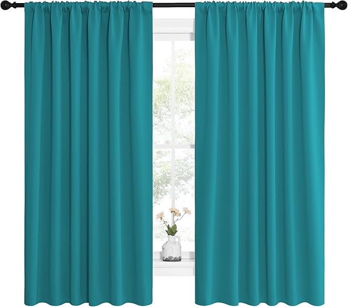 NICETOWN Peacock Blue Blackout Curtains Panels - Image 2