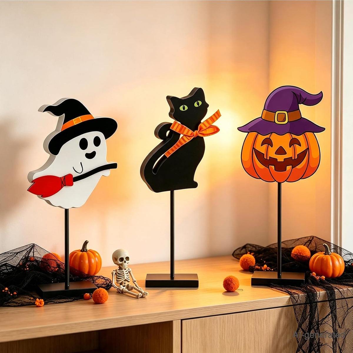 Interchangeable Halloween Christmas Tabletop Decor, Seasonal Home Decor