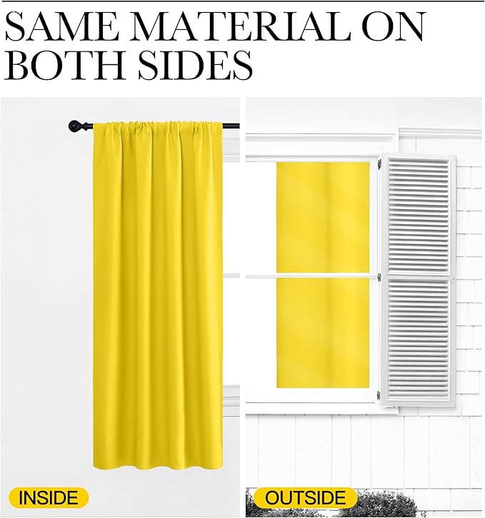 NICETOWN Bright Yellow Blackout Curtains 63 inches Long - Image 6