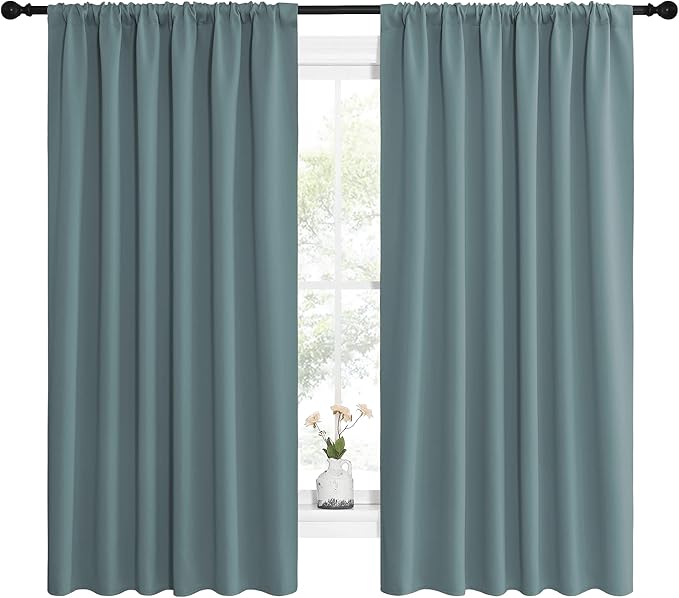 NICETOWN Greyish Blue Blackout Curtains Panels - Image 2