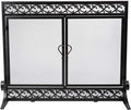 Plow & Hearth Scrollwork, 37" W X 30" H, Metal Fireplace Screen with Magnetic Hinged Doors, Spark Guard Cover, Stand Alone Wrought Iron Panel Fire Place Cover