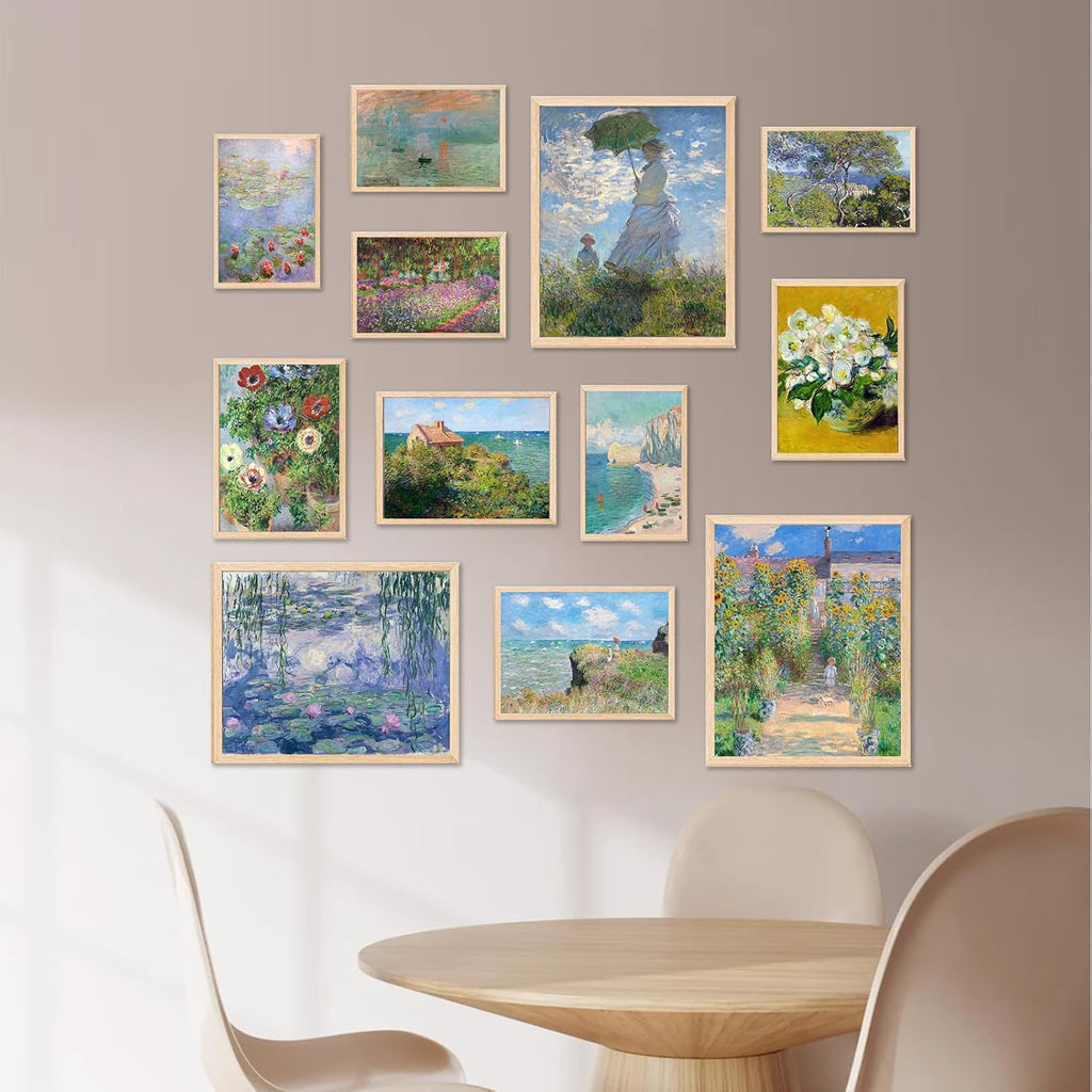 KBKBART Claude Monet Eclectic Wall Art, Monet Prints for Wall Decor, Eclectic Home Decor Canvas Impressionist Painting, Monet Water Lilies Exhibition Poster for Room Aesthetic, Classic Monet Gallery Art Prints Maximalist Decor - UNFRAMED