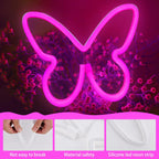 BRIGHTDECK 3 Pack Butterfly Neon Signs for Bedroom, Pink Purple White