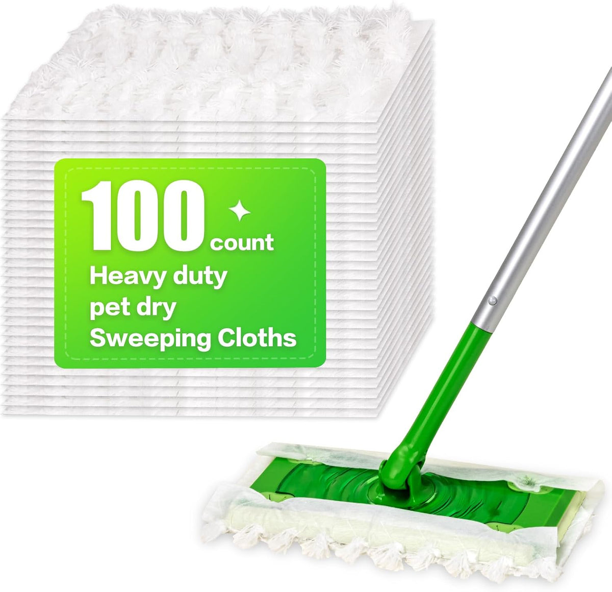 100Pcs Heavy Duty Dry Cloths Compatible with Swiffer Sweeper Mop