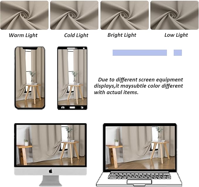 Simplebrand Ava Stone Short 30 Inches Blackout Curtain 2 Panels Set, Half - Image 9