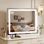 Vanity Mirror with Lights, 12.2" x 15" Large LED Makeup Mirror with Light, HD Mirror, Smart Touch with 3-Color Lighting, Dimmable, 360° Rotation, Lighted Up for Vanity Desk Tabletop, Bedroom (Black)