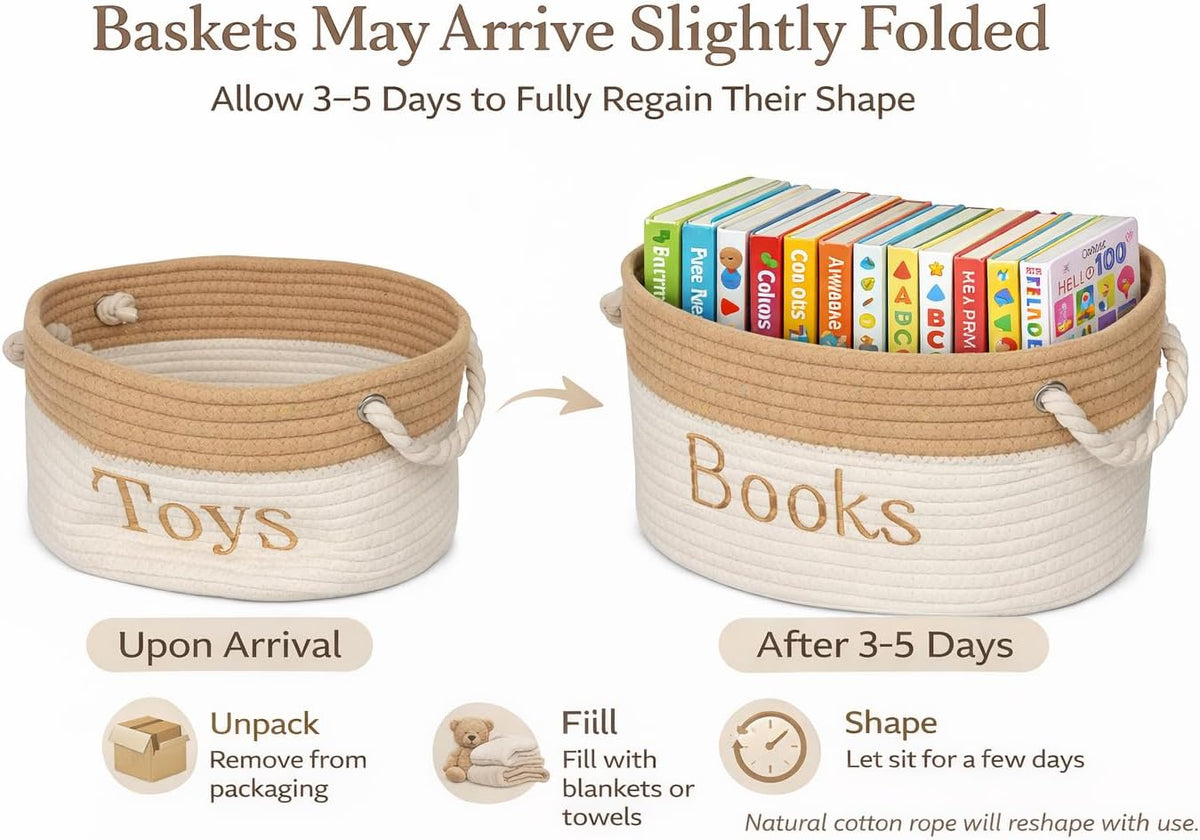Large Book Storage Basket - 15 x 11 x 9 Book Bin