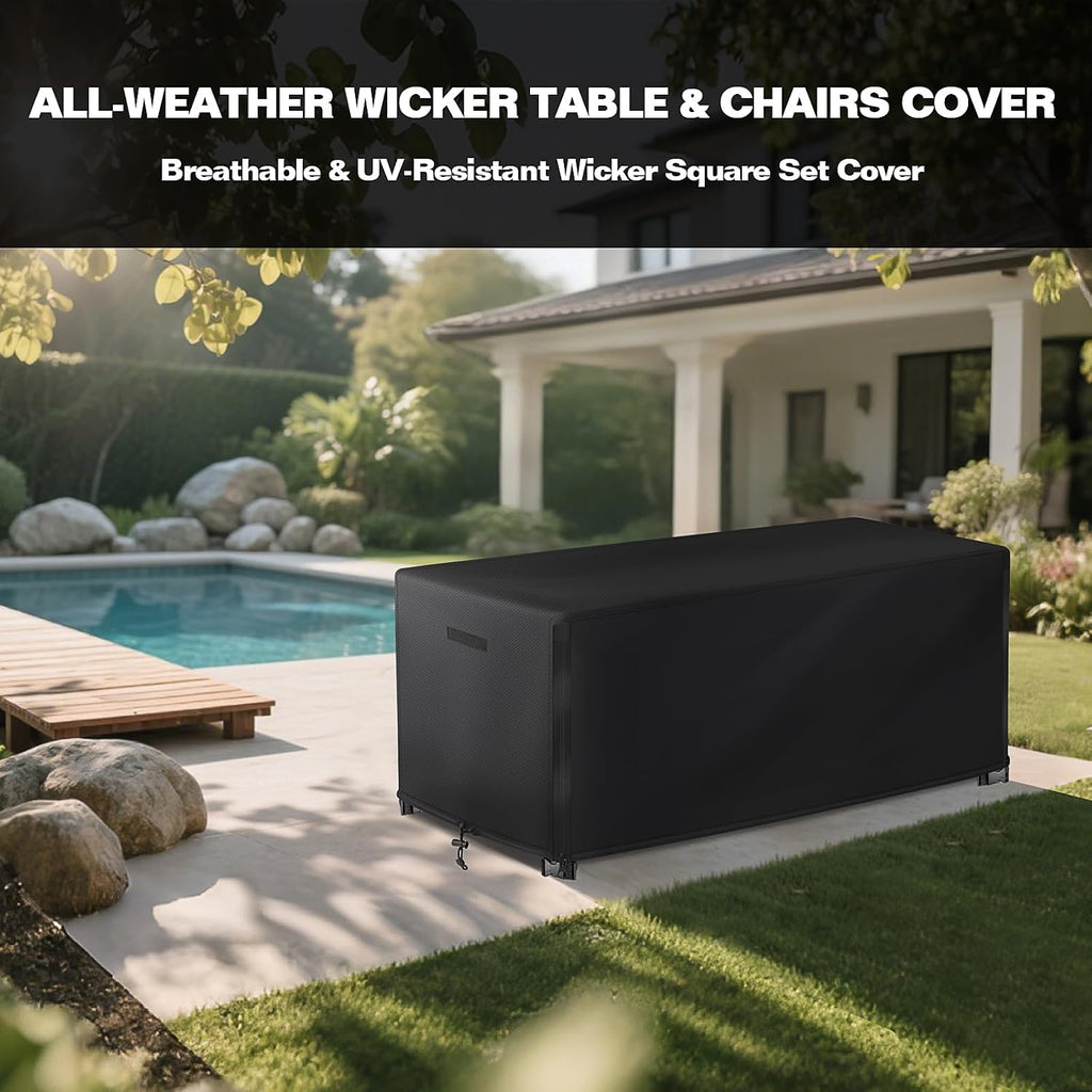 SUNICO Outdoor Bar Covers Waterproof,Bar Height Patio Set Covers,76x34x42in