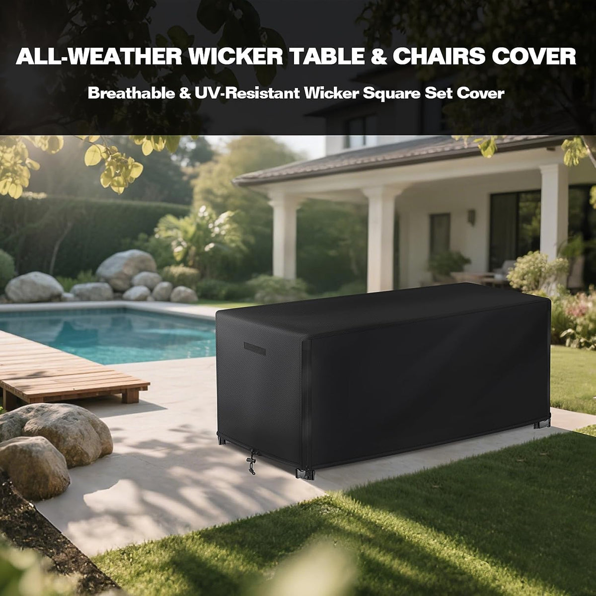 SUNICO Outdoor Bar Covers Waterproof,Bar Height Patio Set Covers,76x34x42in