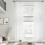Nanspring White Linen Curtains 142 Inches Long - Image 2