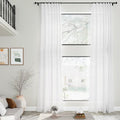 Nanspring Linen White Curtains 2 Panels Set Back Tab Light Filtering Semi Sheer by Nanspring