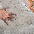 ORINOVA White and Grey Ultra Soft Faux Fur Shaggy Runner Rug 2x6 - Image 4