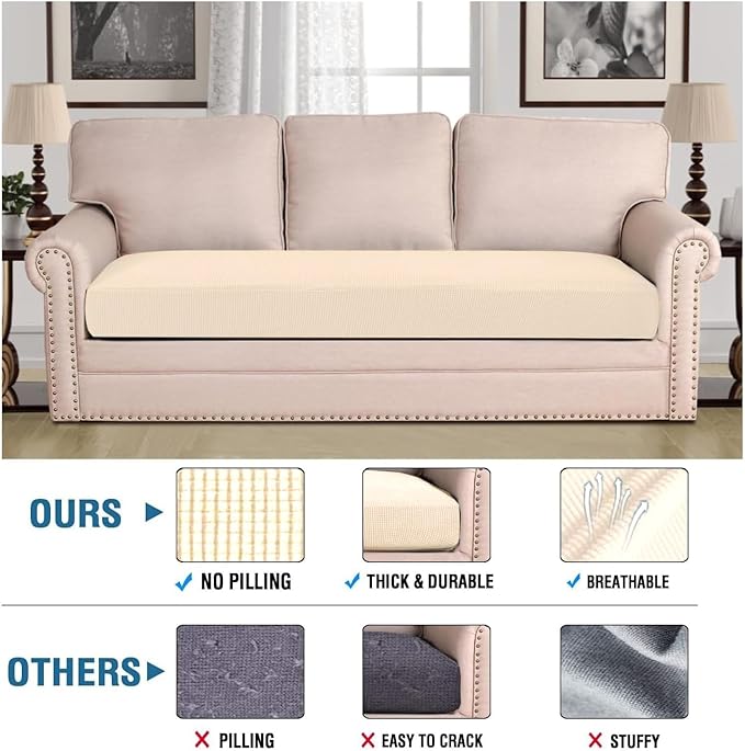 H.VERSAILTEX Super Stretch Individual Seat Cushion Covers Sofa Covers Couch - Image 2