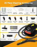 GLAMMAGIC Steam Cleaner with Mop, 3 Level Adjustable Handle, 25 Accessories