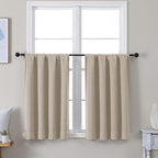 Simplebrand Ava Biscotti Beige Short 36 Inches Blackout Curtain 2 Panels Set by Simplebrand