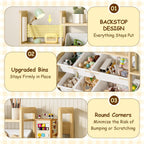 Large Toy Storage Organizer, Top Rack, 6 Side Shelves, 9 Bins