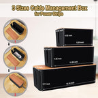 128PCS Cable Management Box 3Pack Cable Management Kit for Power Strip to Hide Wires,Cord Hider Boxes,Cord Box Safe ABS Material Wire Organizer of Cable Clips Sleeve for Home & Office, Black