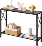 Tajsoon Console Table 41.8", 2 Tier Industrial Entryway Table with Shelves